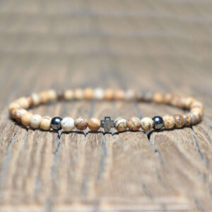 Bracelet Homme : jaspe / obsidienne / hématite