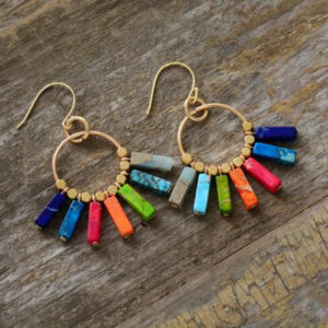 Boucles d'oreilles des 7 chakras : jaspe