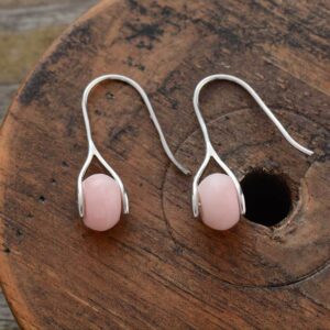Boucles d'oreilles : opale rose