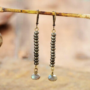 Boucles d'oreilles : pyrite et labradorite