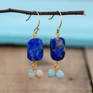 Boucles d'oreilles : lapis-lazuli et amazonite