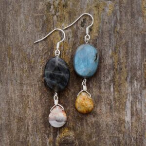 Boucles d'oreilles : labradorite et jaspe