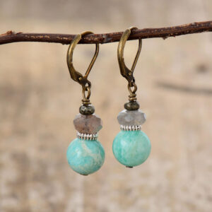 Boucles d'oreilles : amazonite et labradorite