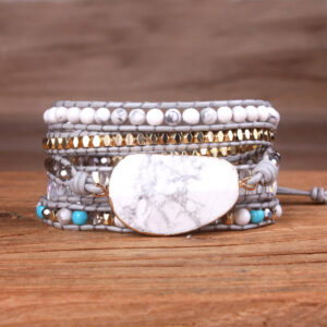 Bracelet : howlite et cuir