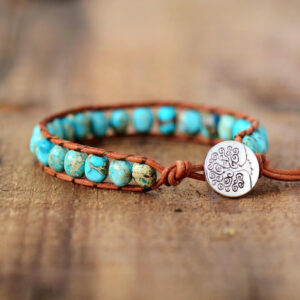 Bracelet Homme : jaspe et cuir