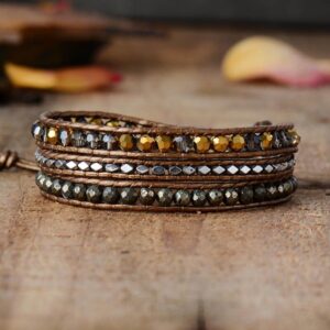 Bracelet  : pyrite et cuir