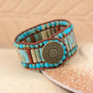 Bracelet : agate, jaspe et cuir