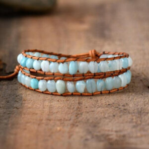 Bracelet : amazonite et cuir