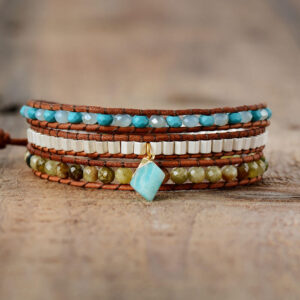 Bracelet : amazonite et cuir