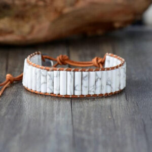 Bracelet  : howlite et cuir
