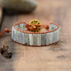 Bracelet : labradorite et cuir