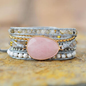 Bracelet  : quartz rose, labradorite et howlite