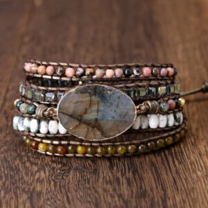 Bracelet  : labradorite et cuir