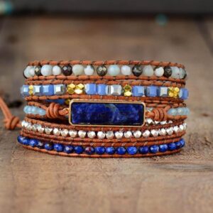Bracelet : sodalite et cuir