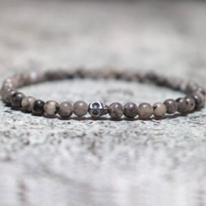 Bracelet Homme : labradorite grise / obsidienne