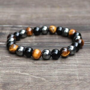Bracelet Homme : hématite, oeil de tigre et onyx