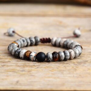Bracelet Homme : jaspe, oeil de tigre et onyx