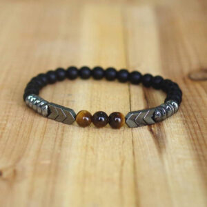 Bracelet Homme : onyx, hématite et oeil de tigre