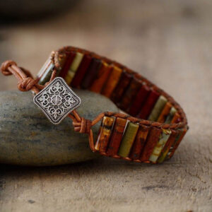 Bracelet H/F : jaspe et cuir