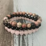 bracelets confiance en l'amour quartz rose onyx et rhodonite