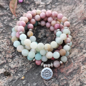 Mala : rhodochrosite et amazonite